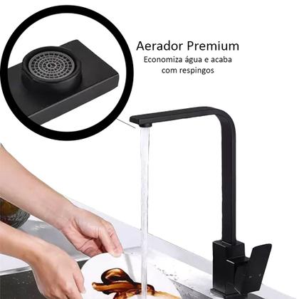 Imagem de Torneira Para Banheiro Cozinha Gourmet Pia Bica Alta Aço Inoxidável Misturador Água Quente e Fria Giro