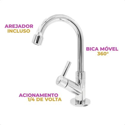 Imagem de Torneira para Banheiro Pia Lavatório Bica Móvel Giratória Abs Mesa Bancada Cuba