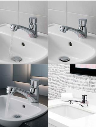 Imagem de Torneira para banheiro Robusta Luxo Inox Com arejador Pressmatic Temporizada Automática Lavabo Pia Cuba Cromada