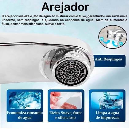 Imagem de Torneira para banheiro Robusta Luxo Inox Com arejador Pressmatic Temporizada Automática Lavabo Pia Cuba Cromada