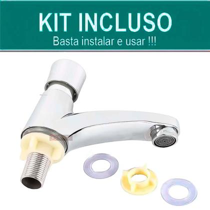 Imagem de Torneira para banheiro Robusta Luxo Inox Com arejador Pressmatic Temporizada Automática Lavabo Pia Cuba Cromada