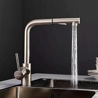 Imagem de Torneira Para Cozinha De Mesa Gourmet Monocomando Quente Frio Bica Móvel 1/4 De Volta Aço Inox Cromada Beltempo