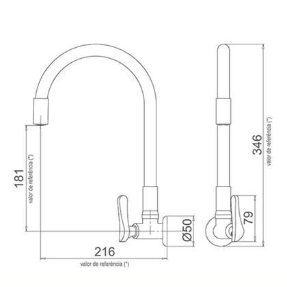 Imagem de Torneira Para Cozinha De Parede Flex W27 Branco Cromada