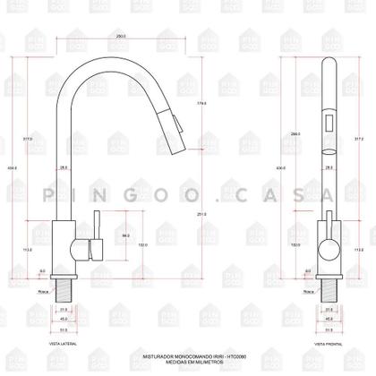 Imagem de Torneira Para Cozinha Gourmet Misturador Monocomando Em Aço Inox 304 Escovado Iriri Pingoo.casa - Prata