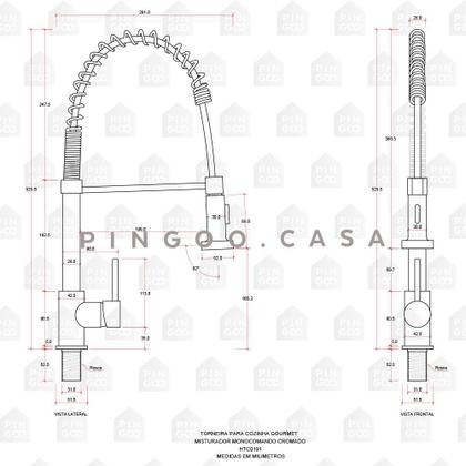 Imagem de Torneira para cozinha Gourmet Misturador Monocomando Envira Pingoo.casa - Dourado rose