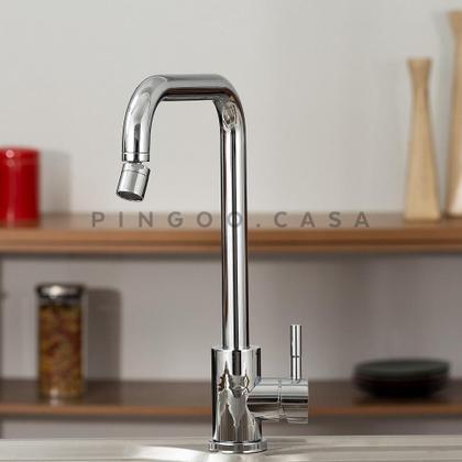 Imagem de Torneira Para Cozinha Misturador Monocomando Em Aço Inox 304 Potengí Pingoo.casa - Prata