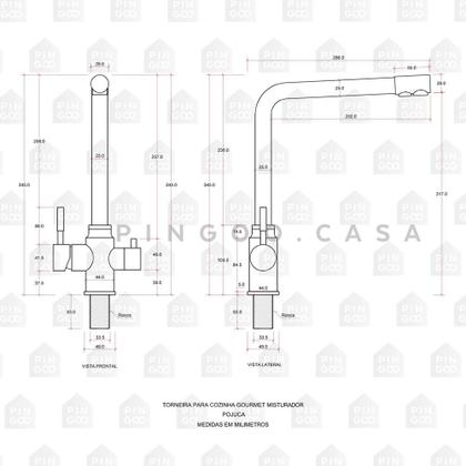 Imagem de Torneira Para Cozinha Misturador Monocomando Entrada Para Filtro Aço Inox 304 Pojuca Pingoo.casa - Prata Escovado