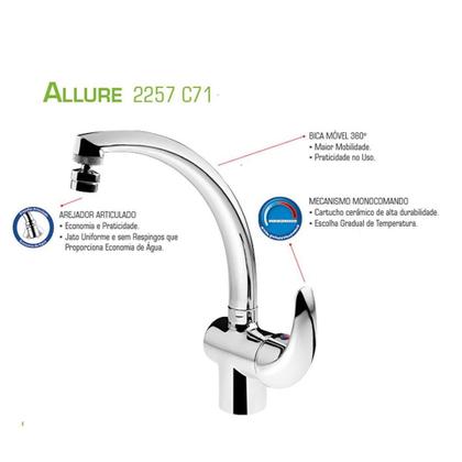Imagem de Torneira Para Cozinha Monocomando De Mesa 2257 C71 Allure - Lorenzetti