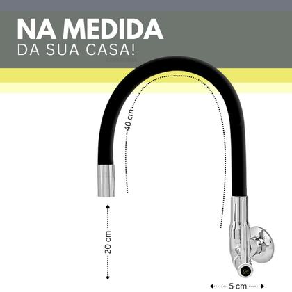 Imagem de Torneira Para Cozinha Parede Bica Flexível Gourmet Preta Crie Construa