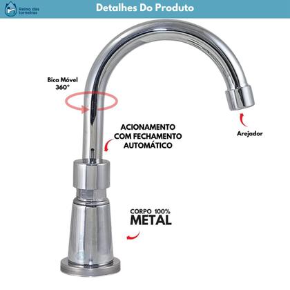 Imagem de Torneira para Lavatório Bancada Fechamento Automático em Metal Cromado