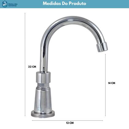 Imagem de Torneira para Lavatório Bancada Fechamento Automático em Metal Cromado