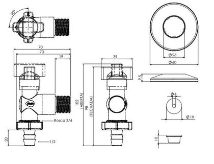 Imagem de Torneira Para Máquna De Lavar e Jardim 1/4 de volta Blukit - Branco