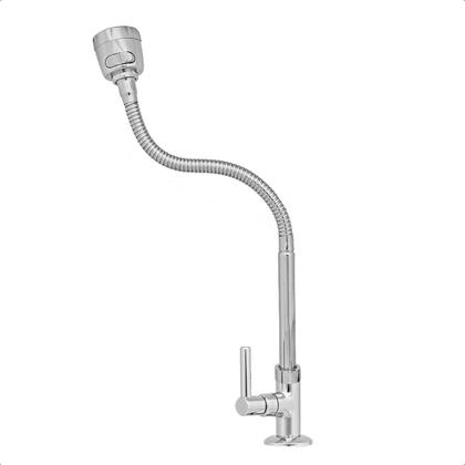 Imagem de Torneira para Pia Cozinha Bancada Mesa Gourmet Bica Flexível Inox Chuveirinho Volante de Metal