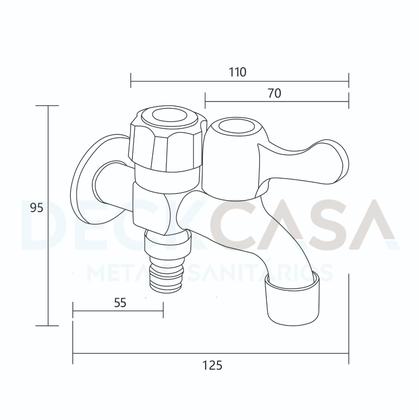 Imagem de Torneira para Tanque Maquina de lavar 2 saídas Uso Geral Com Bico Para Mangueira Preto Fosco Black Matte Metal ABS premium PMX