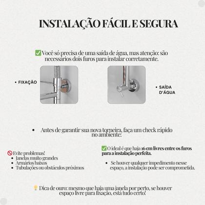 Imagem de Torneira Parede Cozinha Monocomando Gourmet Flexível Cromada Vip