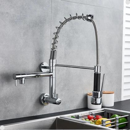 Imagem de Torneira Parede Cozinha Monocomando Gourmet Flexível Cromada Vip