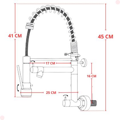 Imagem de Torneira Parede Cozinha Monocomando Gourmet Flexível Cromada Vip