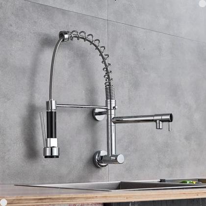 Imagem de Torneira Parede Cozinha Monocomando Gourmet Flexível Cromada Vip