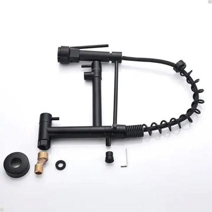 Imagem de Torneira Parede Cozinha Monocomando Gourmet Preto Fosco Vip