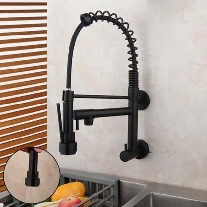 Imagem de Torneira Parede Cozinha Monocomando Gourmet Preto Fosco Vip