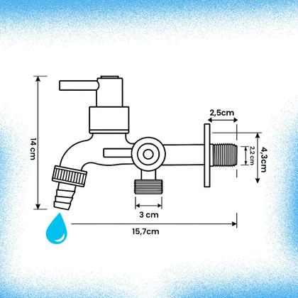 Imagem de Torneira Parede Dupla Saída 1/2 Com Adaptador Para 3/4 Máquina De Lavar E Tanque