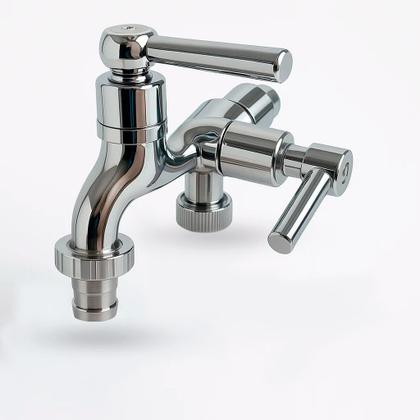 Imagem de Torneira Parede Dupla Saída 1/2 Com Adaptador Para 3/4 Máquina De Lavar E Tanque