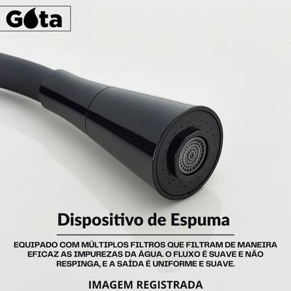 Imagem de Torneira Pia Flexível Para Cozinha Gourmet Parede Cone 2 Jatos Preta