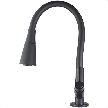 Imagem de Torneira Preta Gourmet Para Pia de Cozinha Bancada com Bica Flexível 2 Jatos