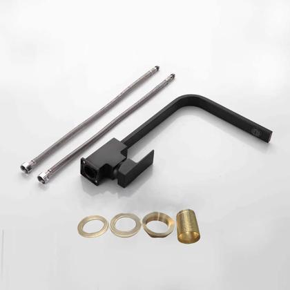 Imagem de Torneira Preta Luxo Monocomando Bancada Mesa 360º Articulada Pia Aerador Misturador Quente Frio Cozinha Banheiro