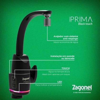 Imagem de Torneira Prima Eletrônica Preto de Parede 5500 Watts 110 Volts - TPMEL55127BL03 - ZAGONEL