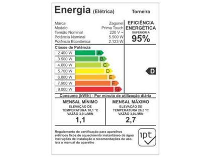 Imagem de Torneira Prima Touch Branco 5500W 220V TPMEL55220BR03 Zagonel
