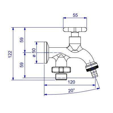 Imagem de Torneira Tanque e Maquina Com Derivação Flex 1155 C20 Cromado - Deca