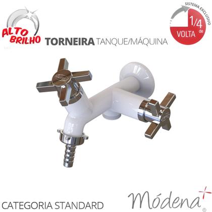 Imagem de Torneira Tanque/Máquina Módena Com Bitola 1/2" - 3/4" Branco/Cromado Durín