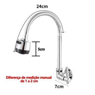 Imagem de Torneira Tubo Flexível Parede Cozinha para Pia de Cozinha Gourmet Flexível Inox Metal