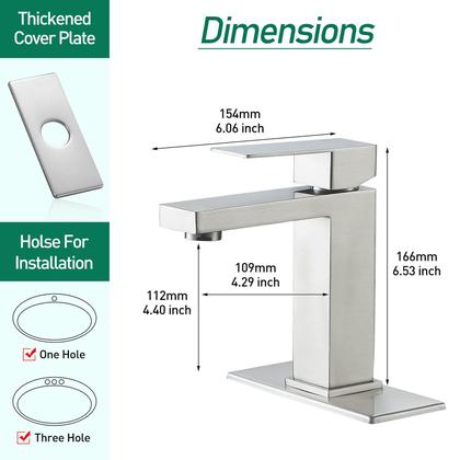 Imagem de Torneira VOTON de níquel escovado de alça única em aço inoxidável