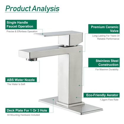 Imagem de Torneira VOTON de níquel escovado de alça única em aço inoxidável