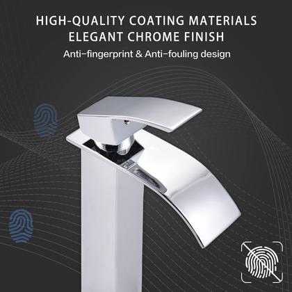 Imagem de Torneira VOTON Vessel Sink Chrome Tall Waterfall, alça única