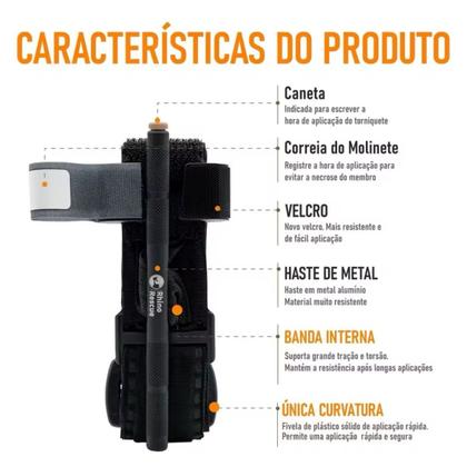 Imagem de Torniquete Tático APH Primeiros Socorros Rhino Rescue