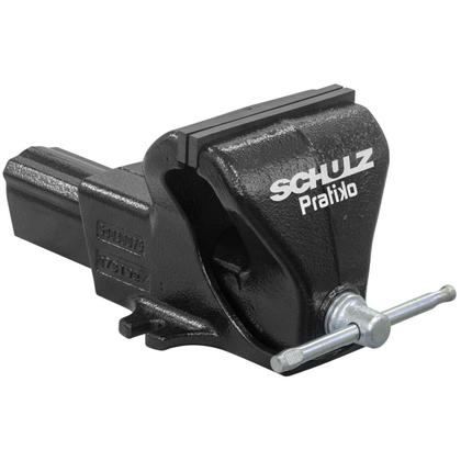 Imagem de Torno de Bancada Pratiko Schulz Morsa N2 Ferro Fundido com Mordente Metálico 63,5mm Ferramenta Manual Por Manivela