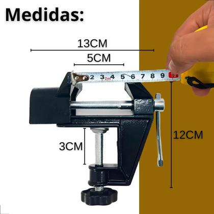 Imagem de Torno Morsa Bancada Ajustável Até 5cm Aperto Com Rosca Para Prender Objetos Madeira Ferro