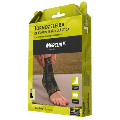Imagem de Tornozeleira de Compressão Elástica Mercur - Preto/Verde - Tamanho G/GG