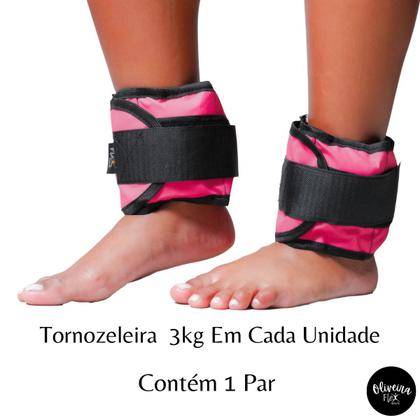 Imagem de Tornozeleira De Peso 3 Kg Par Rosa Caneleira Treino Exercício Exercício Funcional Fitness Exercícios Musculação Academia