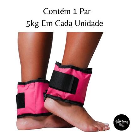 Imagem de Tornozeleira De Peso 5 Kg Par Rosa Caneleira Treino Exercício Exercício Funcional Fitness Exercícios Musculação Academia