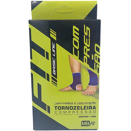 Imagem de Tornozeleira Elástica de Compressão Contusões e Prevenção Tamanho Único Basic Line - 1 Par - MbFit