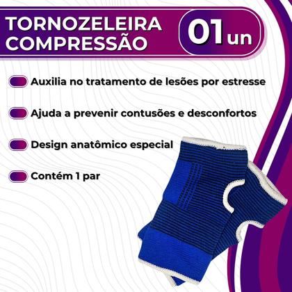 Imagem de Tornozeleira Elástica de Compressão Contusões e Prevenção Tamanho Único Basic Line - 1 Par - MbFit