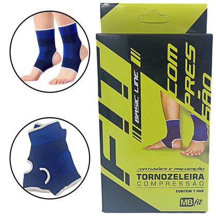 Imagem de Tornozeleira Elástica de Compressão Contusões e Prevenção Tamanho Único Basic Line - 1 Par - MbFit