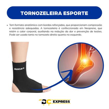 Imagem de Tornozeleira Neoprene Exercício Preta Esporte Mercur