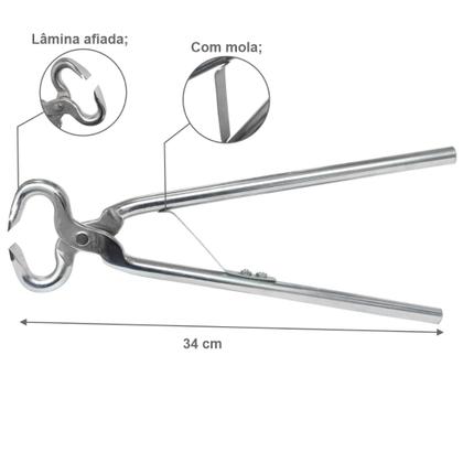 Imagem de Torques Ferrador Inox Para Casqueamento Com Mola De Alta Qualidade Para Ferrar Cavalo Corta Casco