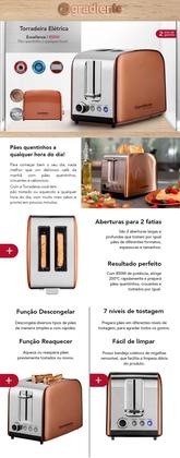 Imagem de Torradeira Gradiente Luxx Golden Dupla Chapa 850W 127V