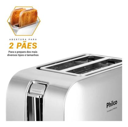 Imagem de Torradeira Philco PTR03A 7 Níveis de Tostagem 3 Funções Inox 110V